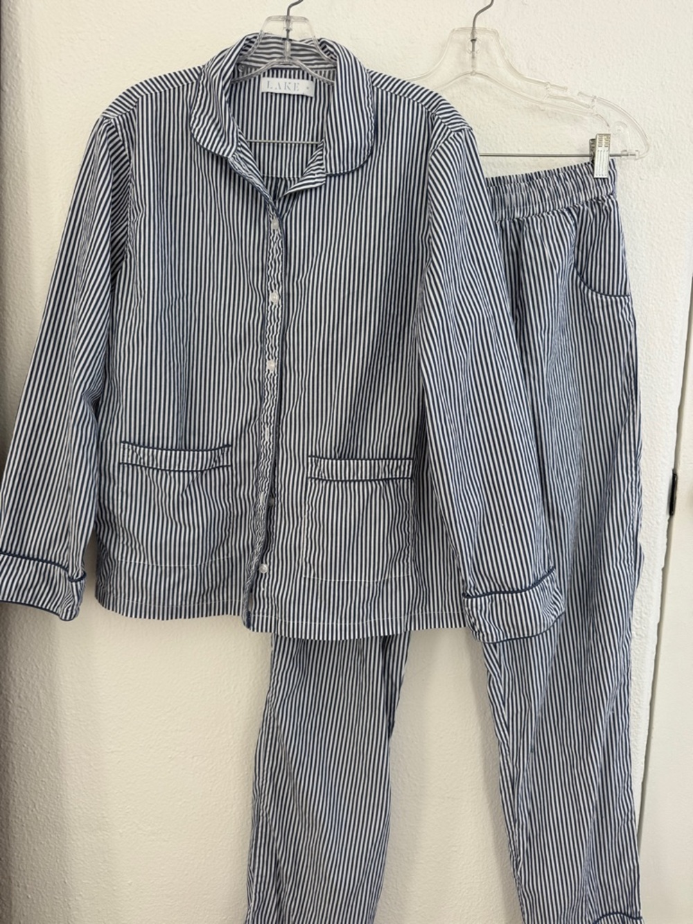 LAKE Navy Stripe Cotton Pajama Set - Women's Two-Piece Sleepwear